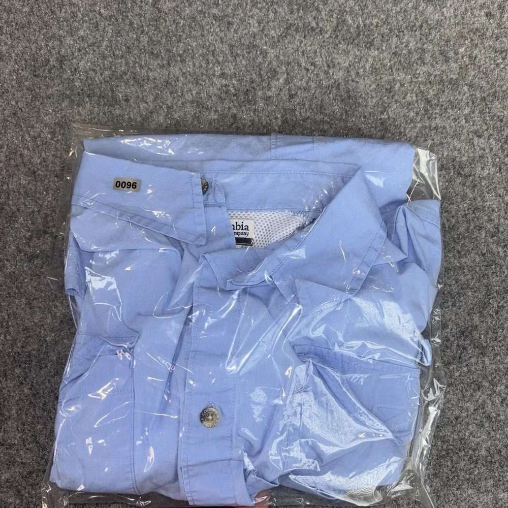 Columbia PFG Shirt Men's XL Light Blue Short Sleeve Fishing‎ Outdoor Button Down